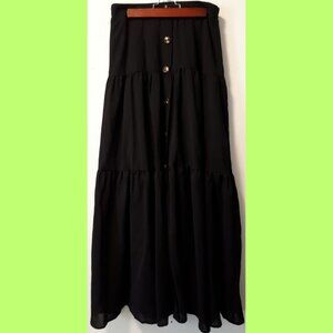 Black Bohemian Maxi Skirt